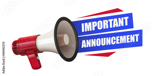 Important Announcement. News label with Megaphone.