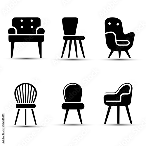 Wallpaper Mural chair icon set vector Torontodigital.ca