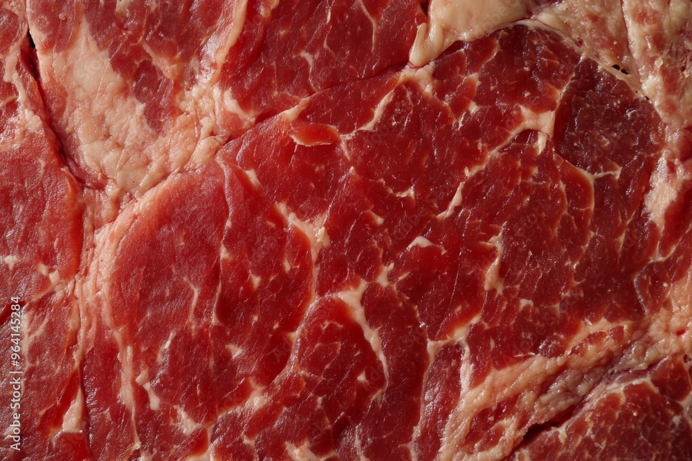 Detailed and closeup fresh raw red marbled beef texture showcases rich colors and unique textures Detailed and closeup fresh raw red marbled beef texture showcases rich colors and unique textures