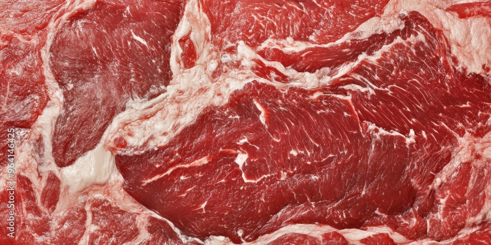 Detailed and closeup fresh raw red marbled beef texture showcases rich colors and unique textures Detailed and closeup fresh raw red marbled beef texture showcases rich colors and unique textures