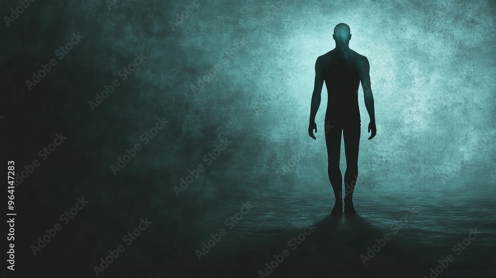 Shadowy figure disappearing into darkness Shadowy figure disappearing into darkness