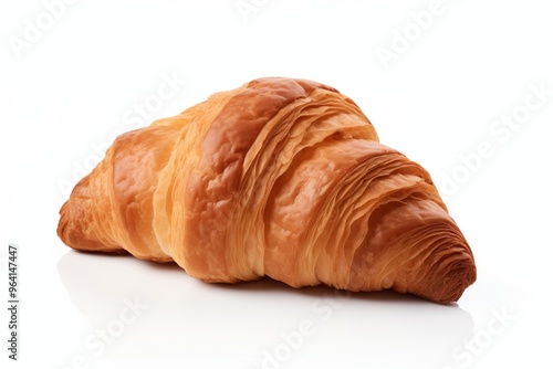 Croissant Isolated on White Background. Delicious Breakfast Bakery Food in Brown Color 