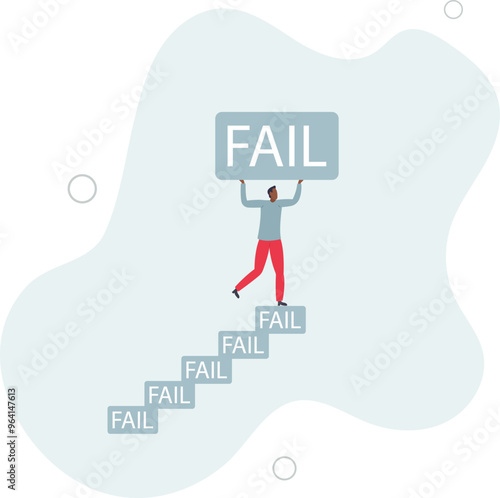 Improve from failure build up stair to success, challenge and ambition to never give up,flat design with people.
