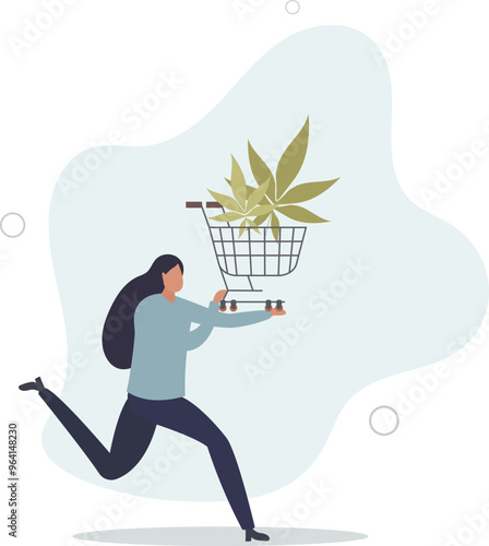 Purchasing cannabis CBD or buying marijuana for medical concept.flat design with people.