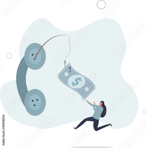 Phone scam, telephone call lying about fake investment, fraud to steal money from victim, financial crime concept.flat design with people.