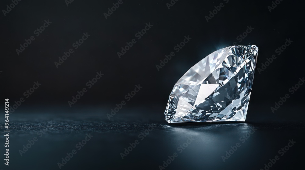 Brilliantly Faceted Diamond Sparkling in Focused Studio Light on Dark Background, Generative Ai Brilliantly Faceted Diamond Sparkling in Focused Studio Light on Dark Background, Generative Ai