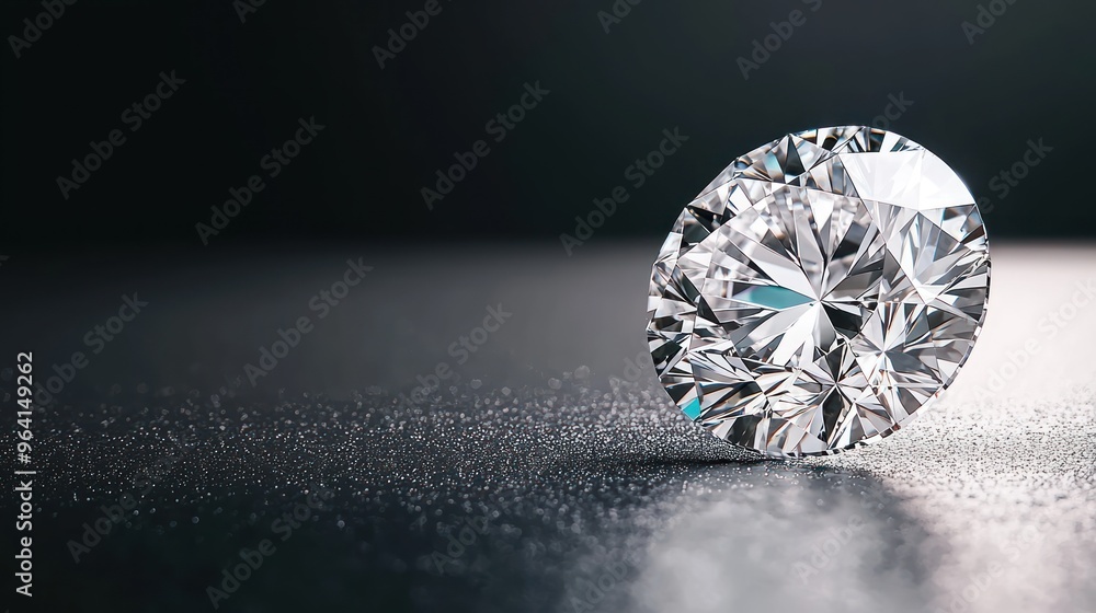 Sparkling Close-up of Round Diamond with Exquisite Facets under Studio Lighting, Generative Ai Sparkling Close-up of Round Diamond with Exquisite Facets under Studio Lighting, Generative Ai