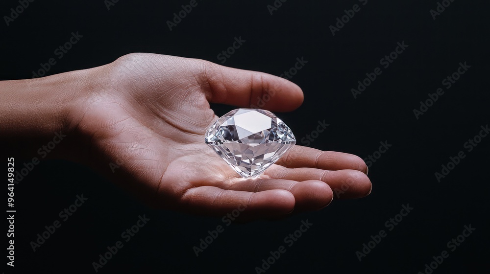 Cosmic Reflections of Luxury: Hand Holding Diamond Reflecting the Universe in Its Facets, Generative Ai Cosmic Reflections of Luxury: Hand Holding Diamond Reflecting the Universe in Its Facets, Generative Ai