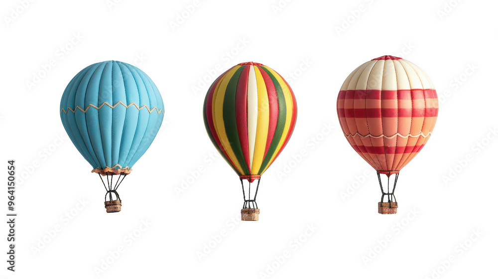 Fototapeta premium Miniature hot air balloon models ,isolated on a pure white background