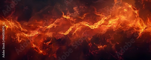 Abstract fiery nebula with glowing streaks and stars