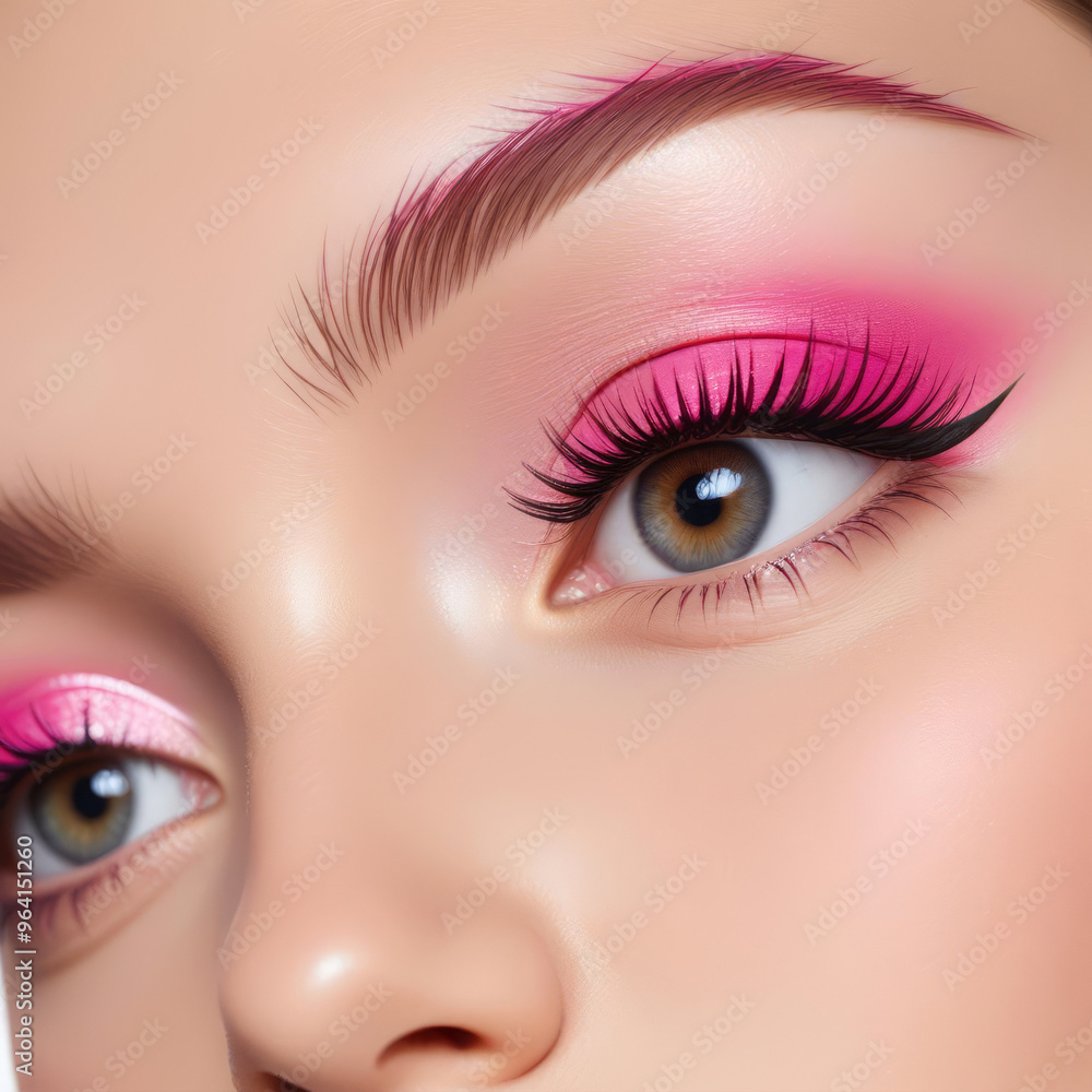 Close up of eye with pink makeup Close up of eye with pink makeup