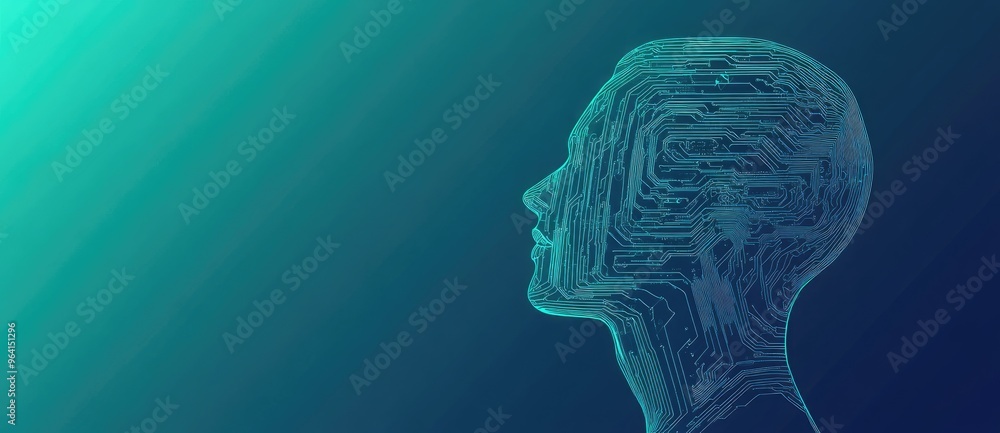 Obraz premium Abstract Human Head with Circuit Lines.