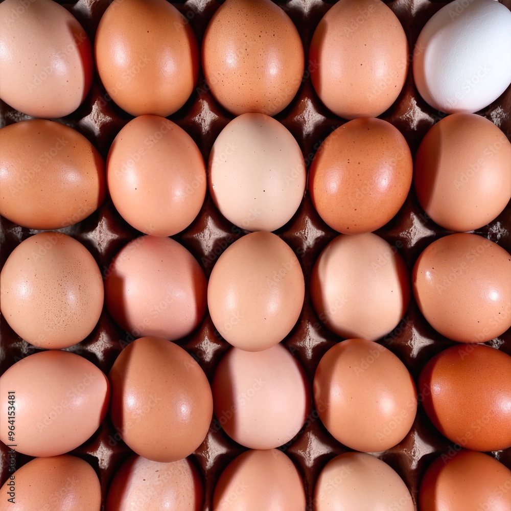 Fresh chicken eggs for sale at market. Food background. Generative AI Fresh chicken eggs for sale at market. Food background. Generative AI