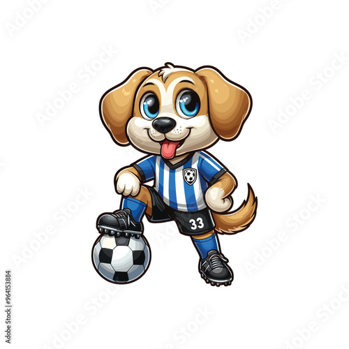 Cartoon Dog Football Player Vector Icon Illustration Animal