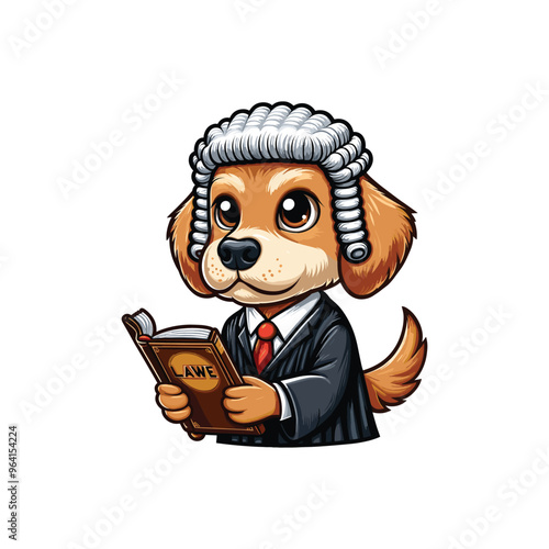 Cartoon Dog Judge Vector Icon Illustration Animal