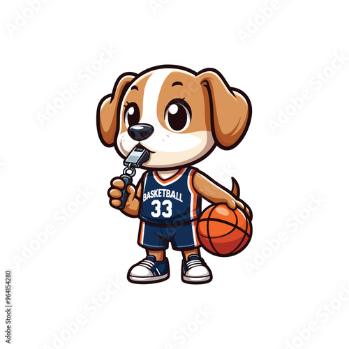Cartoon Dog Basketball Coach Vector Icon Illustration Animal