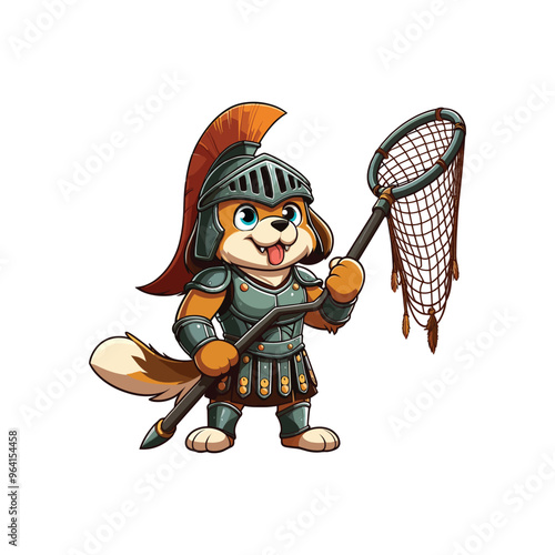 Cartoon Dog Roman Soldier Vector Icon Illustration Animal
