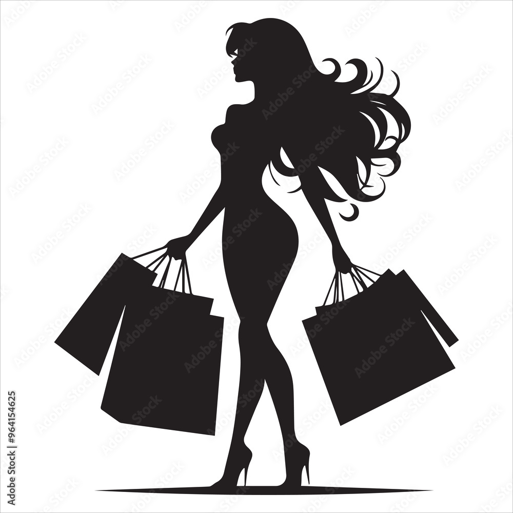 shopping girls vector silhouette Shopping Girls vector illustration in a white background shopping girls vector silhouette Shopping Girls vector illustration in a white background