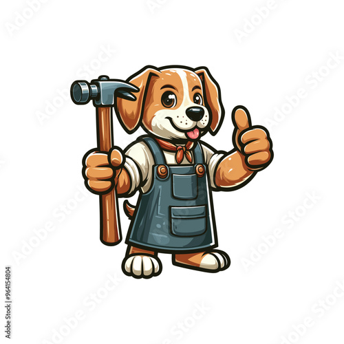 Cartoon Dog Blacksmith Vector Icon Illustration Animal	