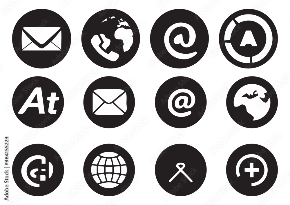Set of black icons for web and mobile phone. Vector illustration. Set of black icons for web and mobile phone. Vector illustration.