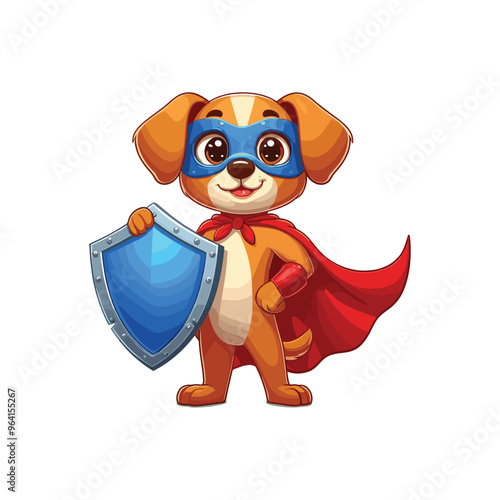 Cartoon Dog Superhero Vector Icon Illustration Animal