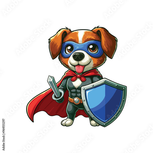 Cartoon Dog Superhero Vector Icon Illustration Animal