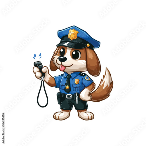 Cartoon Dog Police Officer Vector Icon Illustration Animal
