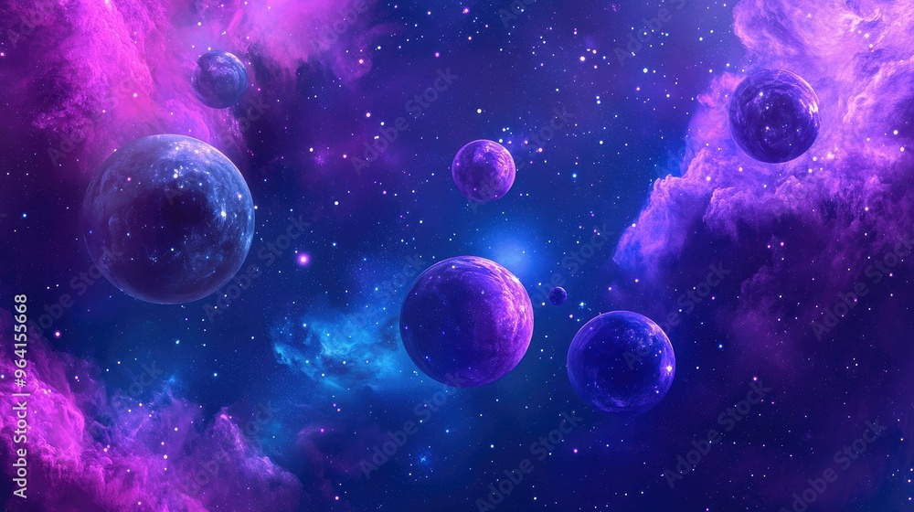 Soft glowing orbs floating in cosmic space Soft glowing orbs floating in cosmic space