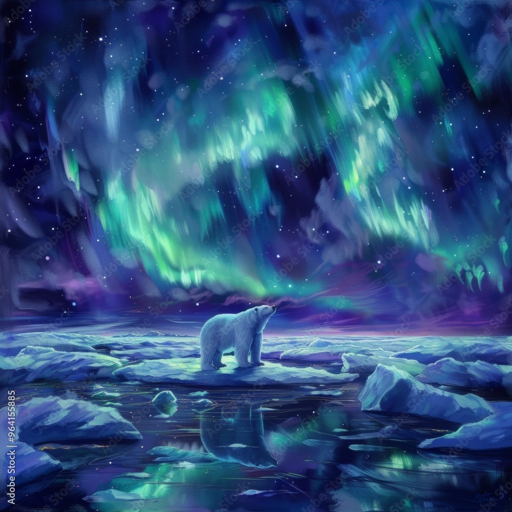An expansive Arctic tundra under the northern lights An expansive Arctic tundra under the northern lights