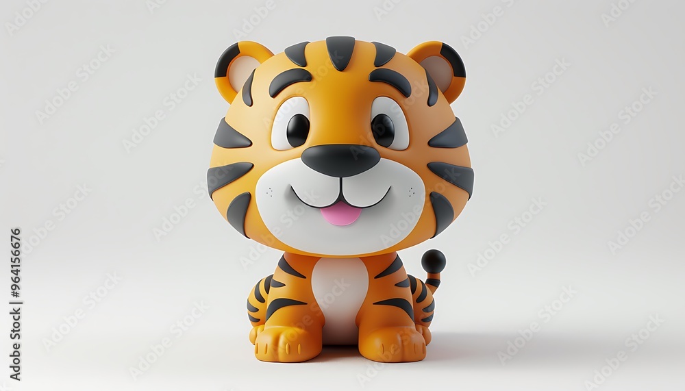 Cute Cartoon Tiger 3D Render Isolated on White Background perfect for children's books, illustrations, and branding. Cute Cartoon Tiger 3D Render Isolated on White Background perfect for children's books, illustrations, and branding.