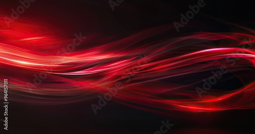 A dynamic abstract image featuring flowing red light waves against a dark background, evoking energy and motion.