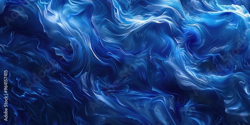 A blue and white ocean wave with a lot of detail. The water is very choppy and the waves are crashing