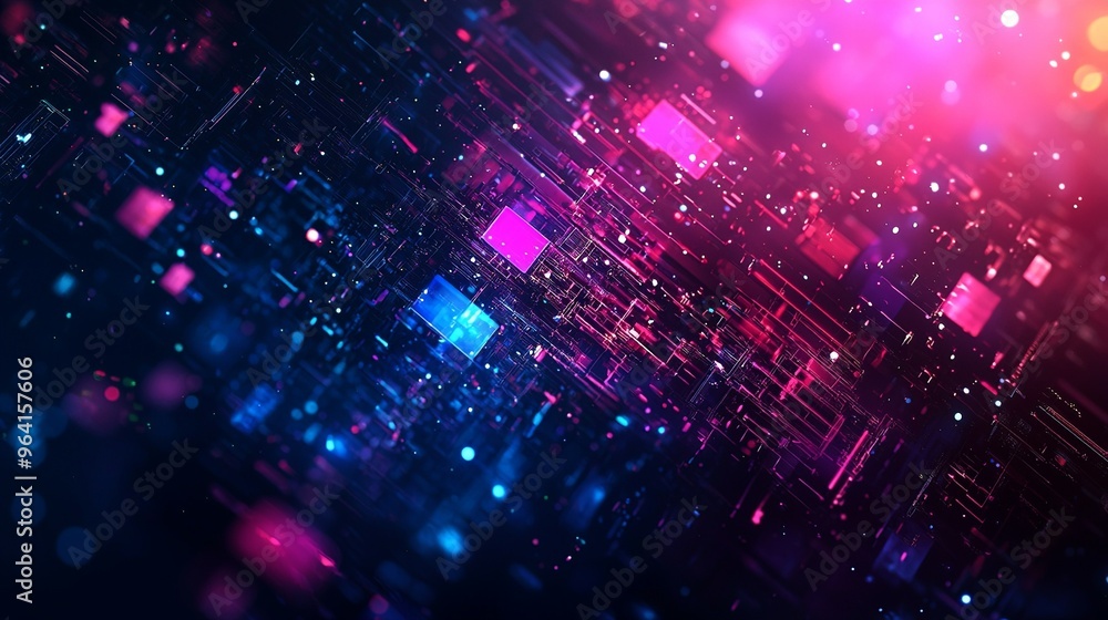 Obraz premium Futuristic Digital Lights in Blue and Pink Tones