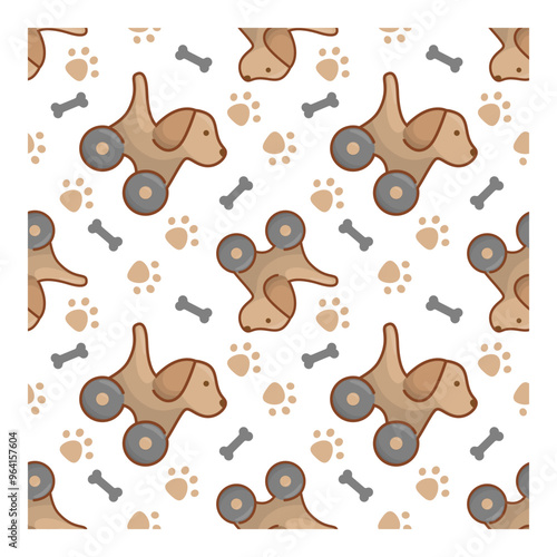 Hand drawn baby pattern with dog, seamless pattern for fabric, textile, wrapping paper, cover, banner, interior decor. Vector