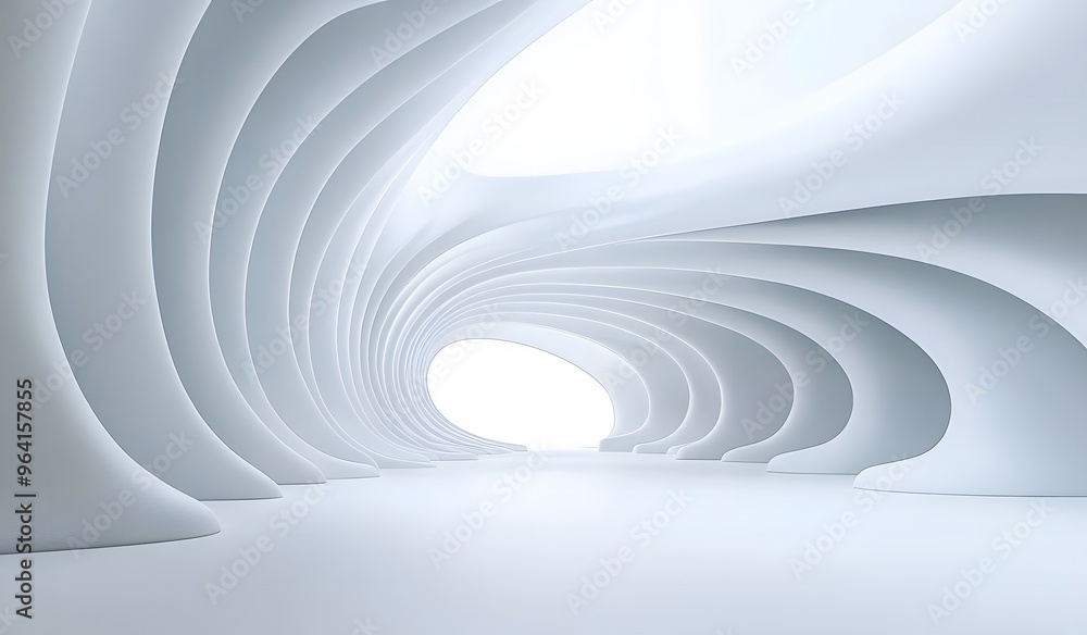 White background with curved lines, 3D rendering of abstract minimalist architecture White background with curved lines, 3D rendering of abstract minimalist architecture