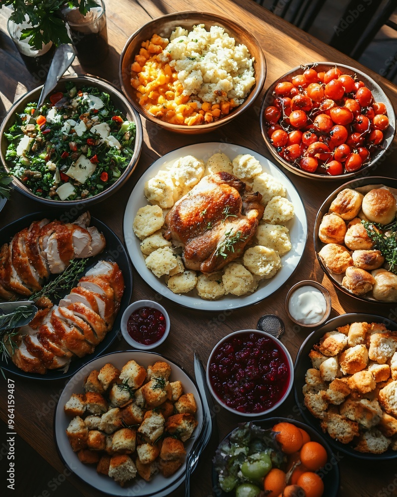 Top view of Thanksgiving feast Top view of Thanksgiving feast