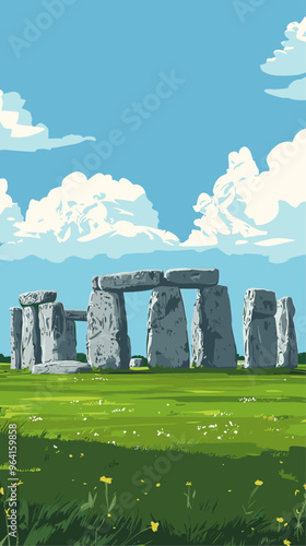 Ancient Stonehenge Under a Beautiful Evening Sky: A Historic Monument and Prehistoric Symbol of Culture and Heritage
