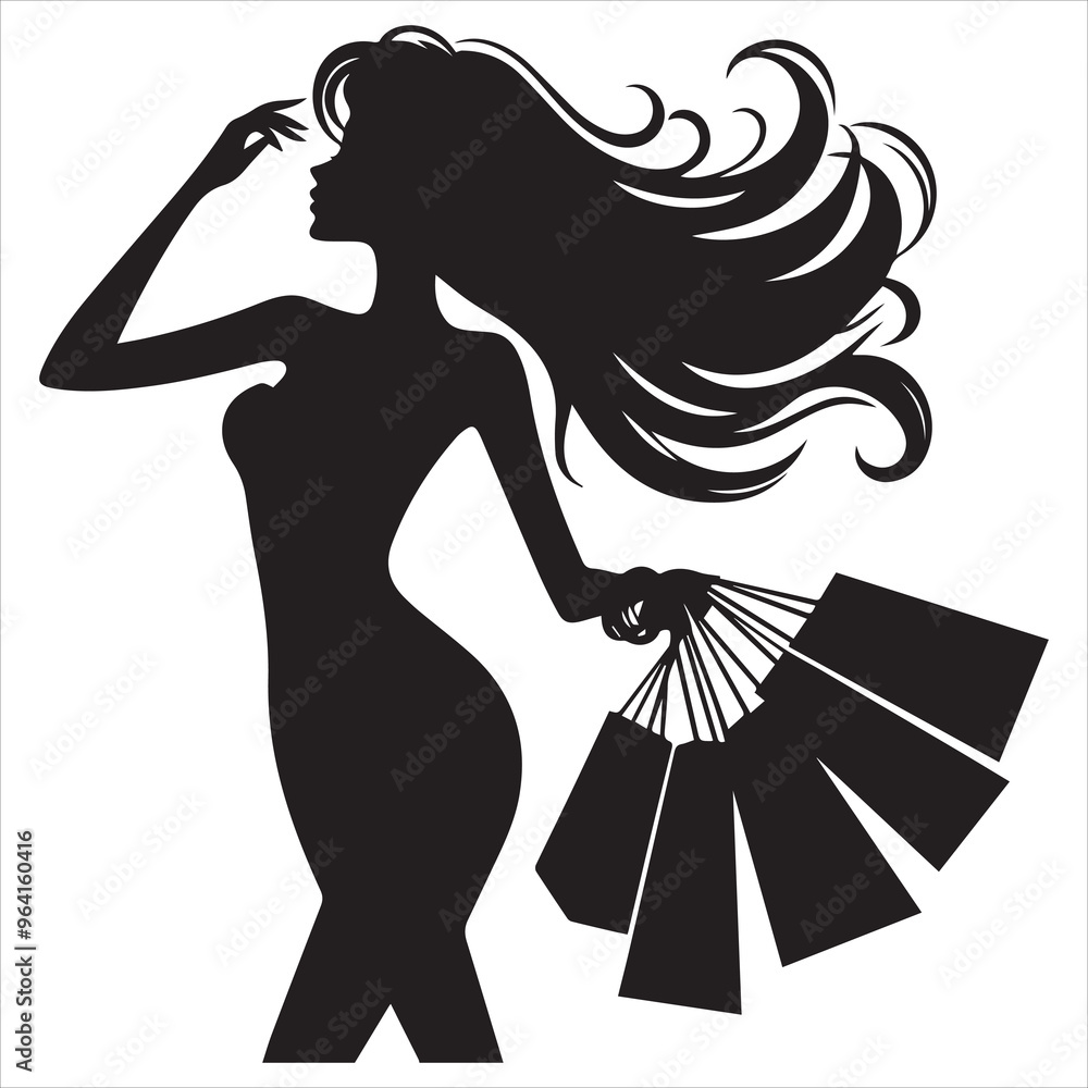 shopping girls silhouette Shopping Girl white background shopping girls silhouette Shopping Girl white background