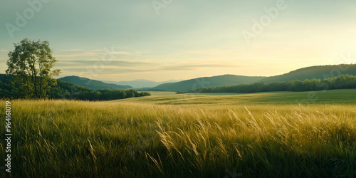 Serene Hills and Fields in Soft Pastel Colors