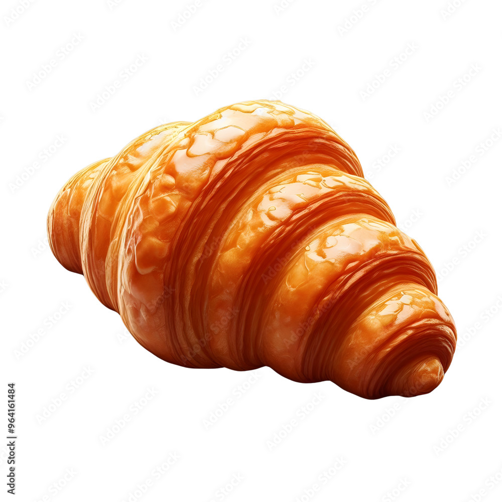 Golden brown croissant on transparent background. Golden brown croissant on transparent background.