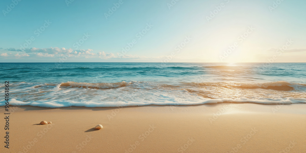 Obraz premium Tranquil Beach Scene as Day Fades to Night