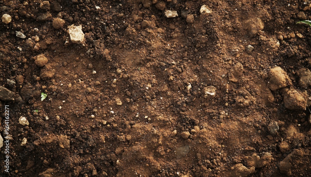 The surface of textured soil showcases a variety of rocks and earthy tones in its composition The surface of textured soil showcases a variety of rocks and earthy tones in its composition
