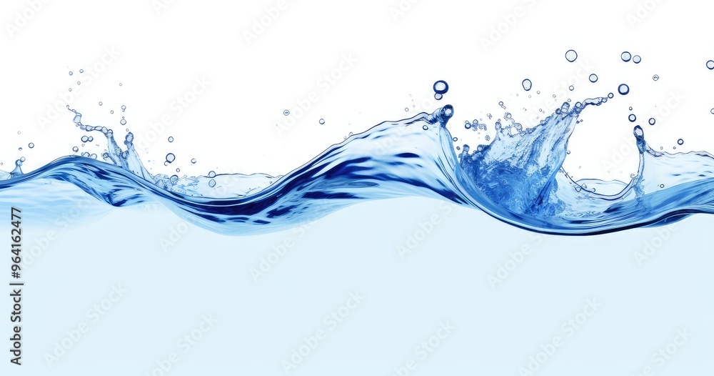 A dynamic splash of blue water showcasing movement and fluidity against a white background. A dynamic splash of blue water showcasing movement and fluidity against a white background.