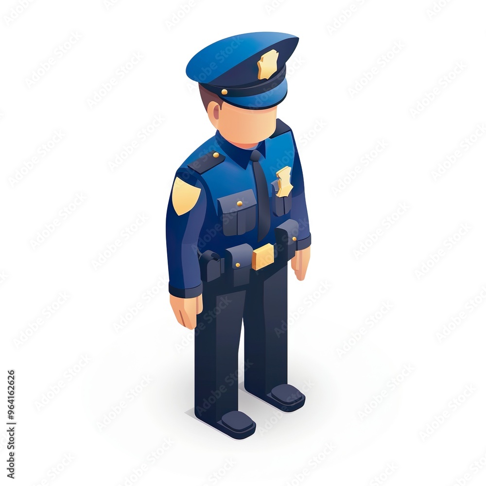Police officer icon white background, 3D Rendering, isometric Police officer icon white background, 3D Rendering, isometric