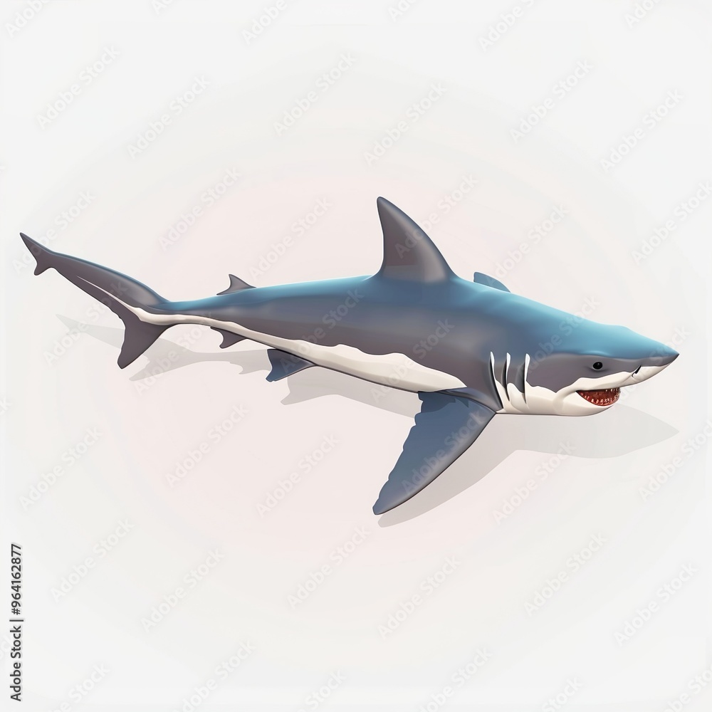 Shark icon white background, 3D Rendering, isometric Shark icon white background, 3D Rendering, isometric