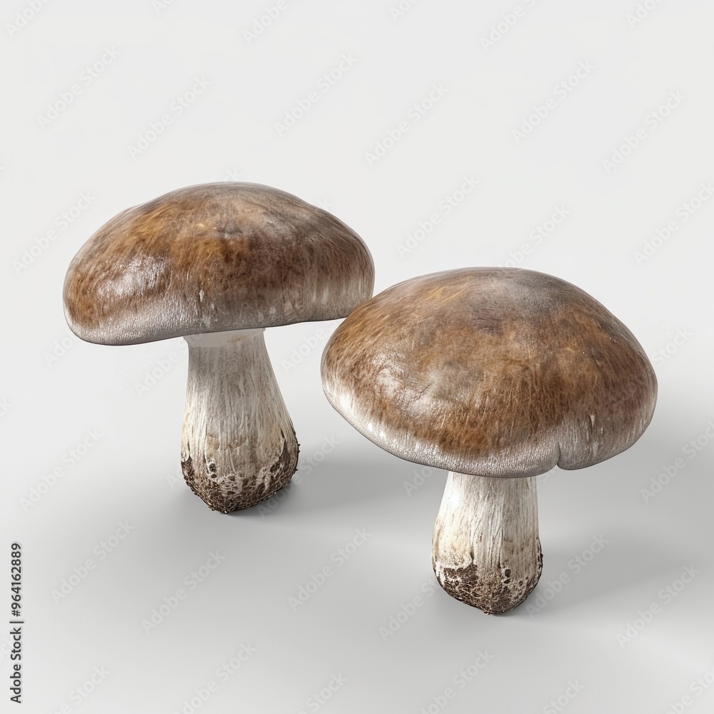 Shiitake Mushroom white background, 3D Rendering, isometric Shiitake Mushroom white background, 3D Rendering, isometric