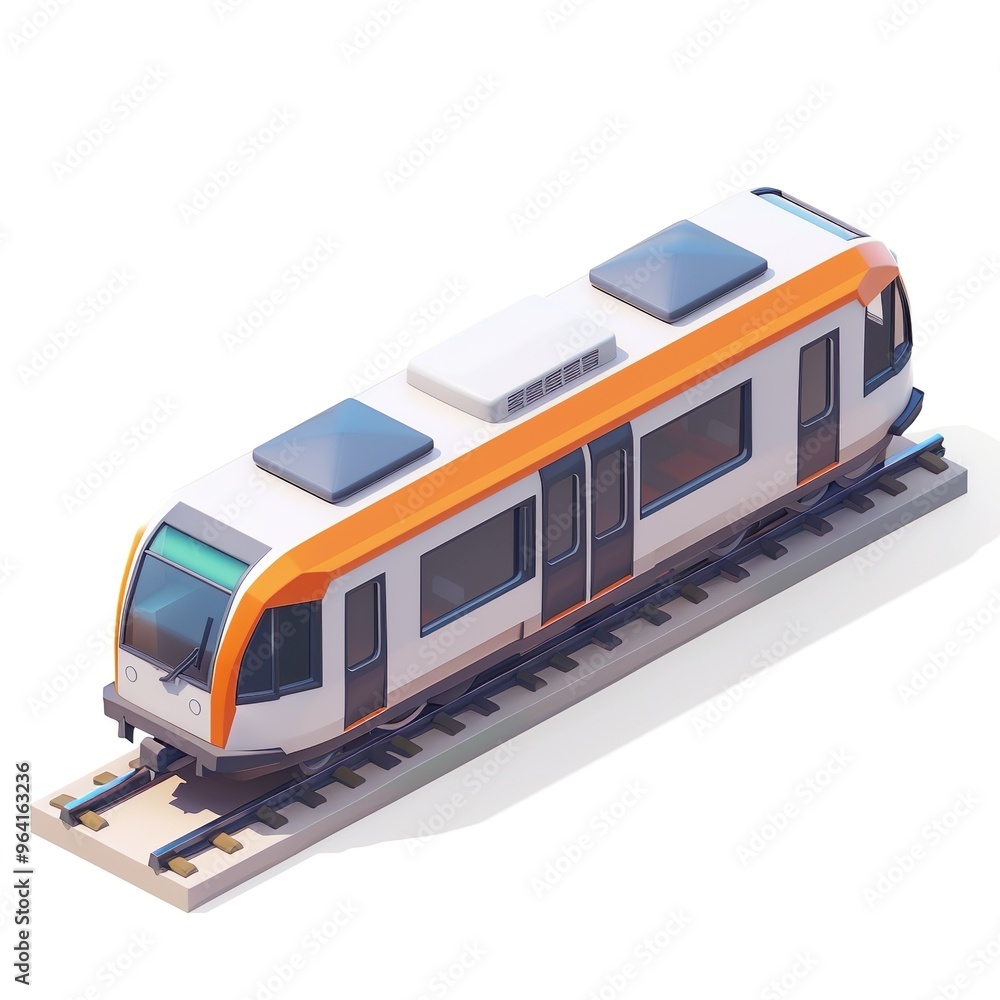 Fototapeta premium Train icon white background, 3D Rendering, isometric