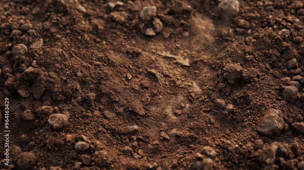 A Close Up View of Rich, Dark Soil Displaying Its Unique Texture and Diverse Pebbles Beneath A Close Up View of Rich, Dark Soil Displaying Its Unique Texture and Diverse Pebbles Beneath