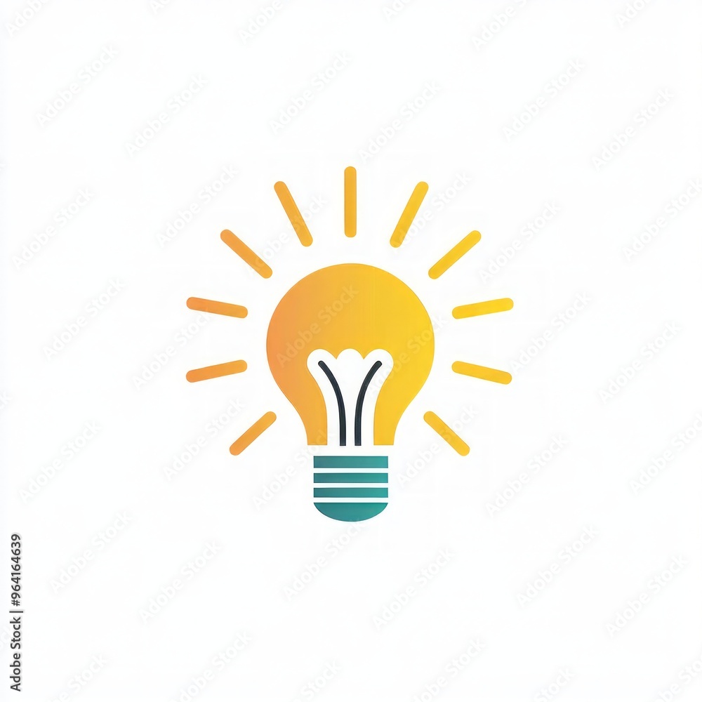 Gradient light bulb icon with rays. Gradient light bulb icon with rays.