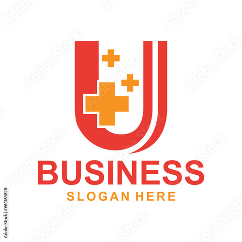 Letter U Medical Plus modern logo design. Logo for pharmacy, business, and etc, suitable for your company